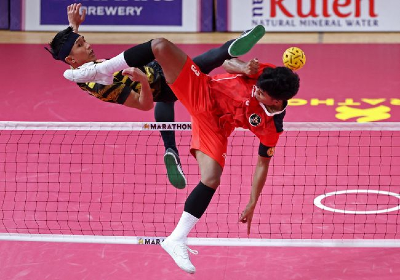 Tim sepak takraw putra Indonesia saat berlaga di ajang Asian Games. Foto: NOC Indonesia.